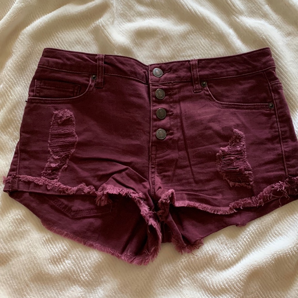 Burgundy Jean Shorts
